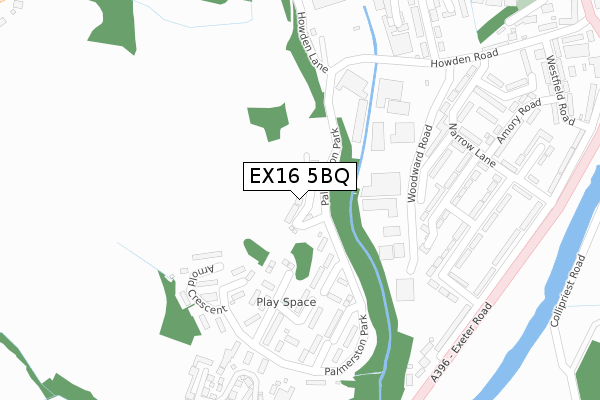 EX16 5BQ map - large scale - OS Open Zoomstack (Ordnance Survey)