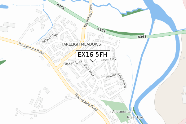 EX16 5FH map - large scale - OS Open Zoomstack (Ordnance Survey)