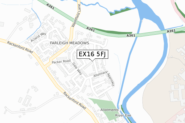 EX16 5FJ map - large scale - OS Open Zoomstack (Ordnance Survey)