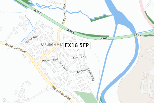 EX16 5FP map - large scale - OS Open Zoomstack (Ordnance Survey)
