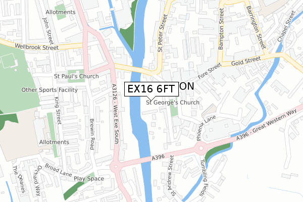 EX16 6FT map - large scale - OS Open Zoomstack (Ordnance Survey) EX16 6FT map - large scale - OS Open Zoomstack (Ordnance Survey)