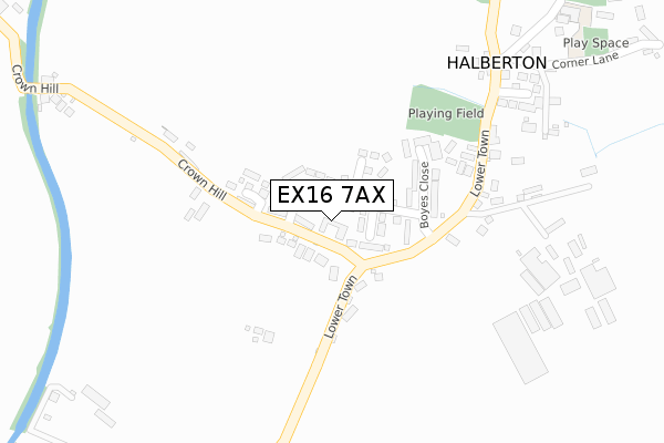 EX16 7AX map - large scale - OS Open Zoomstack (Ordnance Survey)