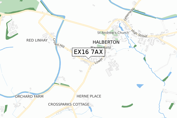 EX16 7AX map - small scale - OS Open Zoomstack (Ordnance Survey)