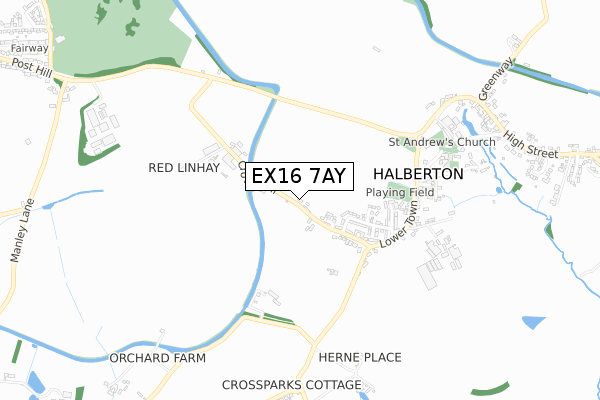 EX16 7AY map - small scale - OS Open Zoomstack (Ordnance Survey)