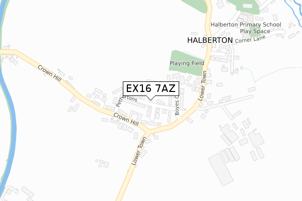 EX16 7AZ map - large scale - OS Open Zoomstack (Ordnance Survey)