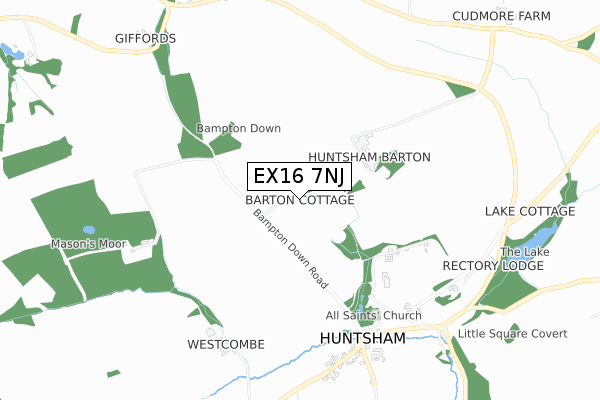 EX16 7NJ map - small scale - OS Open Zoomstack (Ordnance Survey)