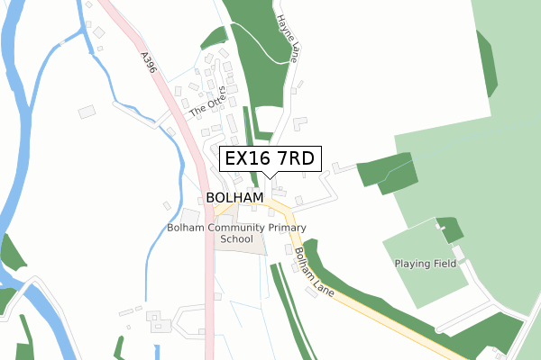 EX16 7RD map - large scale - OS Open Zoomstack (Ordnance Survey)