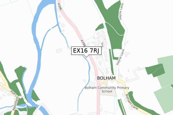 EX16 7RJ map - large scale - OS Open Zoomstack (Ordnance Survey)