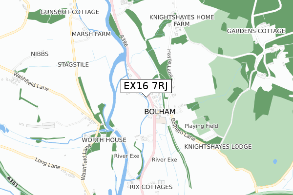 EX16 7RJ map - small scale - OS Open Zoomstack (Ordnance Survey)