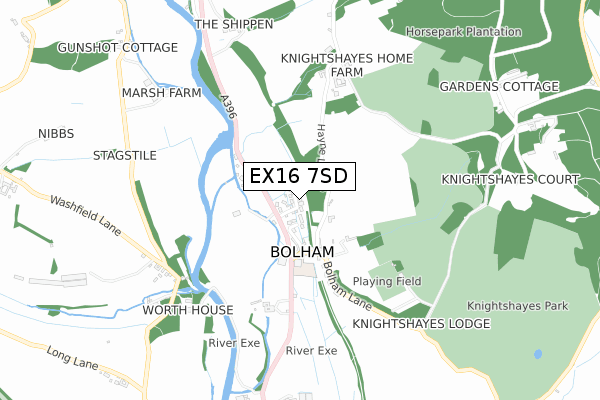 EX16 7SD map - small scale - OS Open Zoomstack (Ordnance Survey)