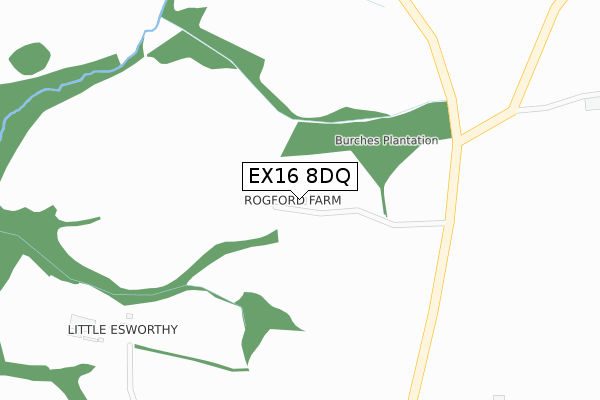 EX16 8DQ map - large scale - OS Open Zoomstack (Ordnance Survey)