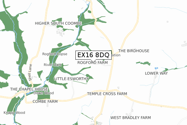 EX16 8DQ map - small scale - OS Open Zoomstack (Ordnance Survey)