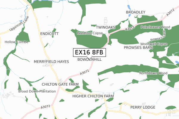 EX16 8FB map - small scale - OS Open Zoomstack (Ordnance Survey)