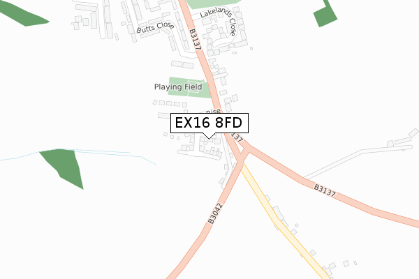 EX16 8FD map - large scale - OS Open Zoomstack (Ordnance Survey)