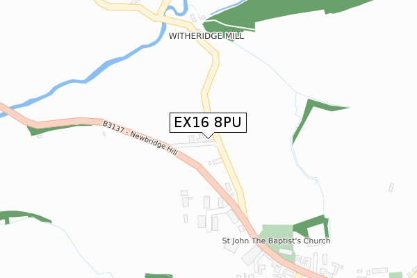 EX16 8PU map - large scale - OS Open Zoomstack (Ordnance Survey)