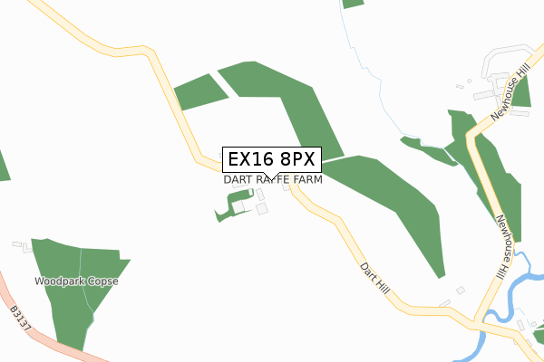 EX16 8PX map - large scale - OS Open Zoomstack (Ordnance Survey)