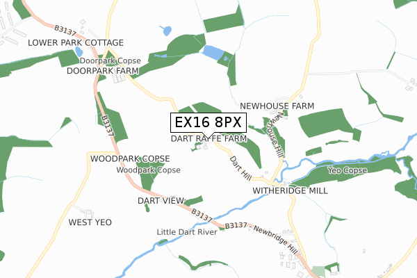 EX16 8PX map - small scale - OS Open Zoomstack (Ordnance Survey) EX16 8PX map - small scale - OS Open Zoomstack (Ordnance Survey)