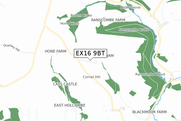 EX16 9BT map - small scale - OS Open Zoomstack (Ordnance Survey)