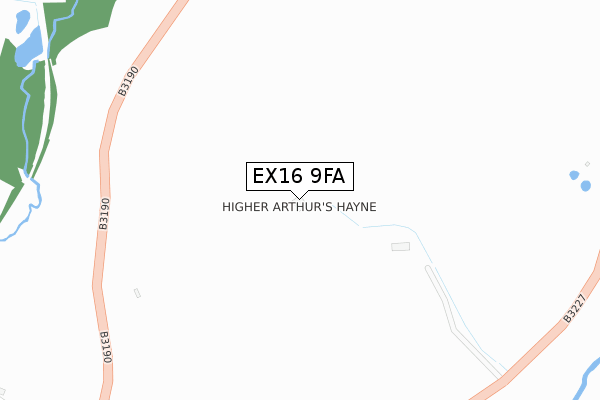 EX16 9FA map - large scale - OS Open Zoomstack (Ordnance Survey)