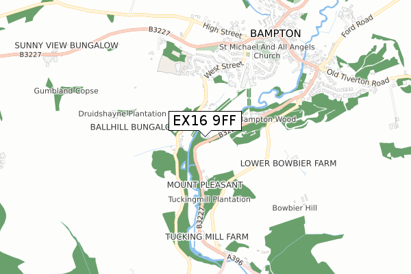 EX16 9FF map - small scale - OS Open Zoomstack (Ordnance Survey)