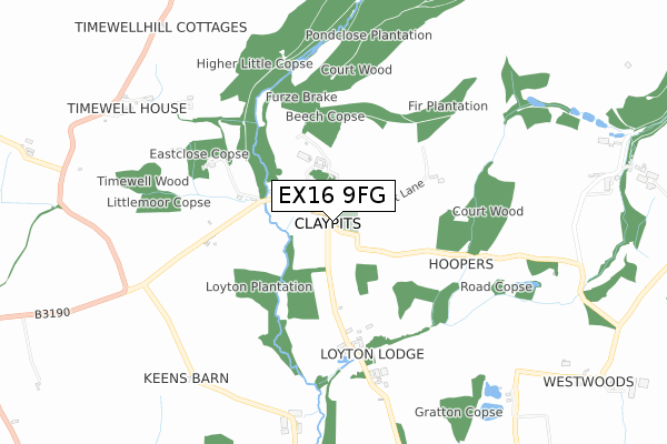 EX16 9FG map - small scale - OS Open Zoomstack (Ordnance Survey)