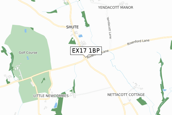 EX17 1BP map - small scale - OS Open Zoomstack (Ordnance Survey)