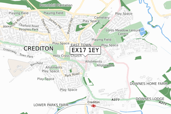 EX17 1EY map - small scale - OS Open Zoomstack (Ordnance Survey)