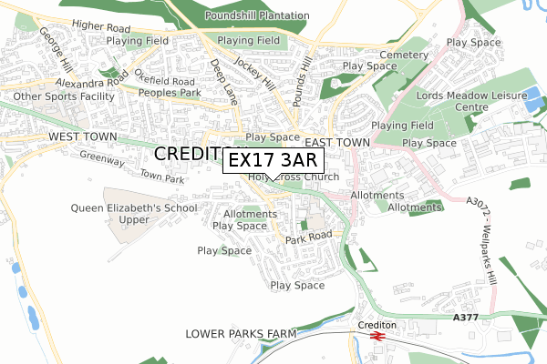 EX17 3AR map - small scale - OS Open Zoomstack (Ordnance Survey) EX17 3AR map - small scale - OS Open Zoomstack (Ordnance Survey)