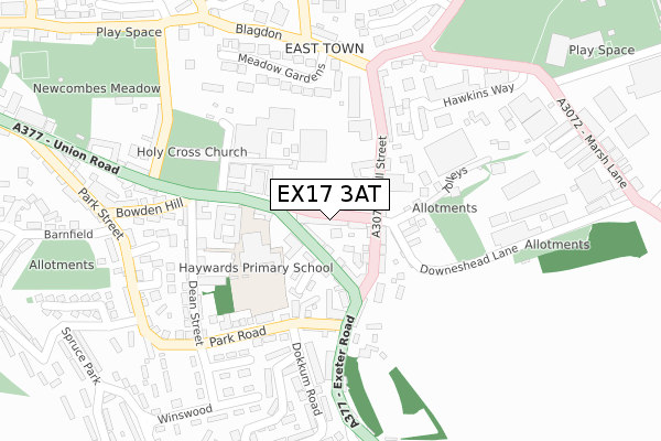 EX17 3AT map - large scale - OS Open Zoomstack (Ordnance Survey)