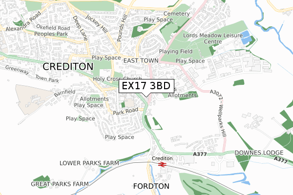 EX17 3BD map - small scale - OS Open Zoomstack (Ordnance Survey) EX17 3BD map - small scale - OS Open Zoomstack (Ordnance Survey)