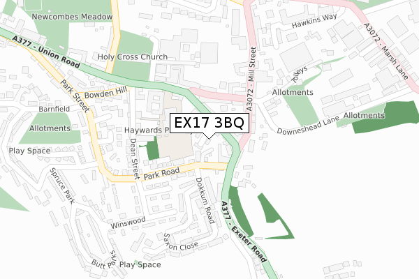 EX17 3BQ map - large scale - OS Open Zoomstack (Ordnance Survey) EX17 3BQ map - large scale - OS Open Zoomstack (Ordnance Survey)