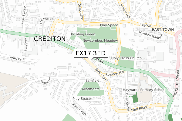 EX17 3ED map - large scale - OS Open Zoomstack (Ordnance Survey)
