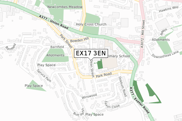 EX17 3EN map - large scale - OS Open Zoomstack (Ordnance Survey)
