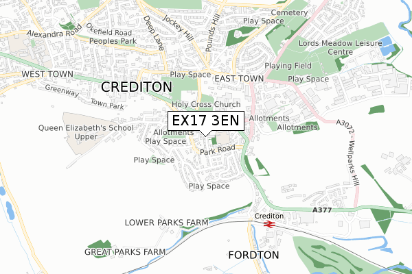 EX17 3EN map - small scale - OS Open Zoomstack (Ordnance Survey)