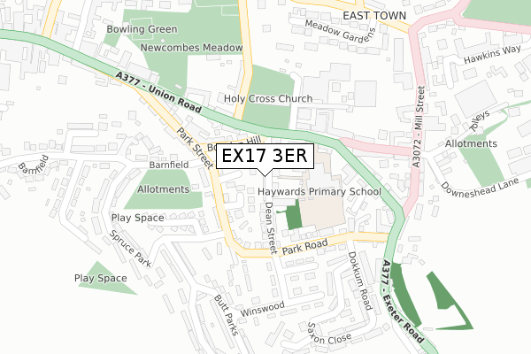 EX17 3ER map - large scale - OS Open Zoomstack (Ordnance Survey)