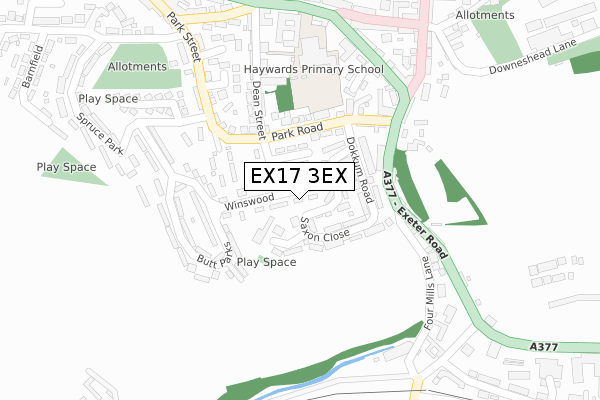 EX17 3EX map - large scale - OS Open Zoomstack (Ordnance Survey)