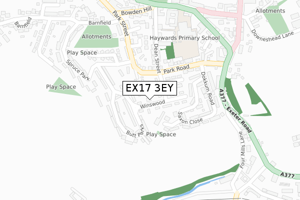 EX17 3EY map - large scale - OS Open Zoomstack (Ordnance Survey)