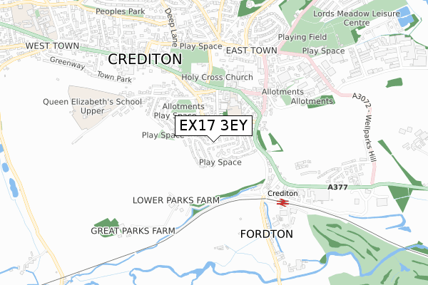 EX17 3EY map - small scale - OS Open Zoomstack (Ordnance Survey)