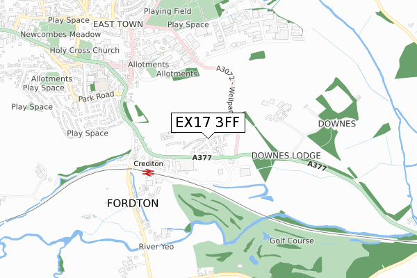 EX17 3FF map - small scale - OS Open Zoomstack (Ordnance Survey)