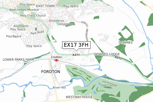 EX17 3FH map - small scale - OS Open Zoomstack (Ordnance Survey) EX17 3FH map - small scale - OS Open Zoomstack (Ordnance Survey)