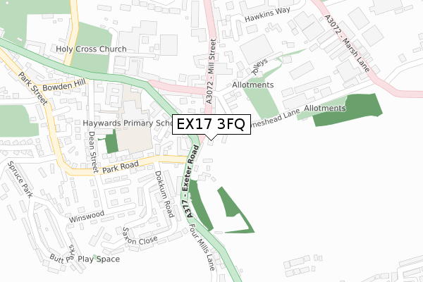 EX17 3FQ map - large scale - OS Open Zoomstack (Ordnance Survey) EX17 3FQ map - large scale - OS Open Zoomstack (Ordnance Survey)