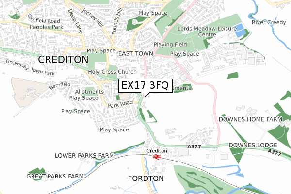 EX17 3FQ map - small scale - OS Open Zoomstack (Ordnance Survey) EX17 3FQ map - small scale - OS Open Zoomstack (Ordnance Survey)