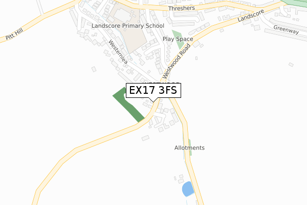 EX17 3FS map - large scale - OS Open Zoomstack (Ordnance Survey)