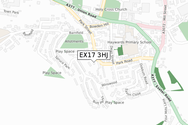 EX17 3HJ map - large scale - OS Open Zoomstack (Ordnance Survey)