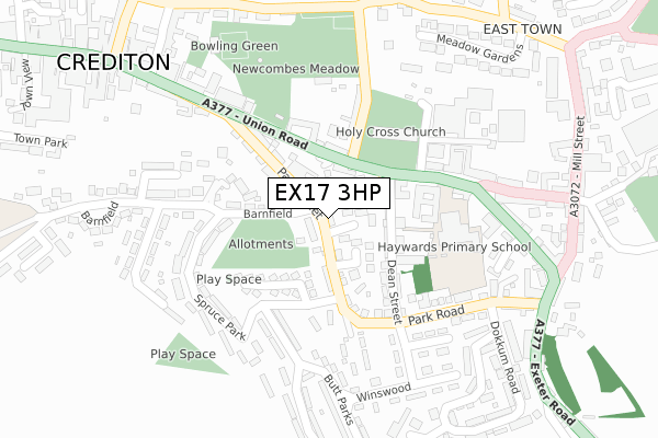 EX17 3HP map - large scale - OS Open Zoomstack (Ordnance Survey)