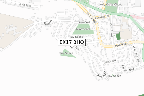 EX17 3HQ map - large scale - OS Open Zoomstack (Ordnance Survey)