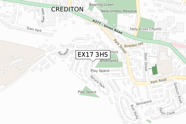 EX17 3HS map - large scale - OS Open Zoomstack (Ordnance Survey)