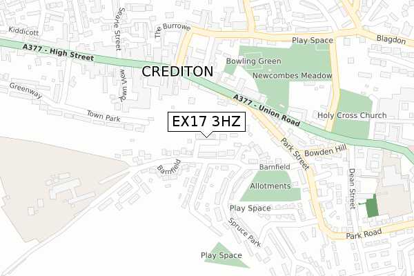 EX17 3HZ map - large scale - OS Open Zoomstack (Ordnance Survey)