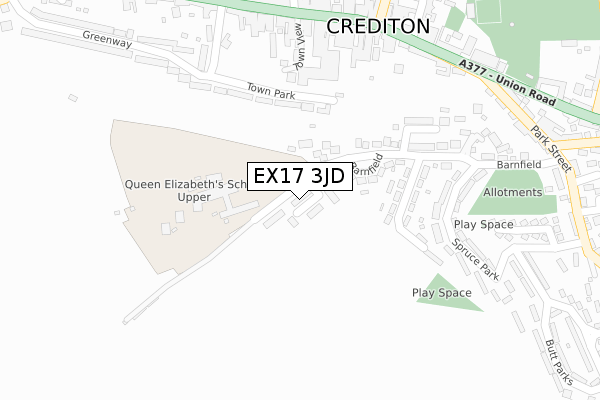 EX17 3JD map - large scale - OS Open Zoomstack (Ordnance Survey)