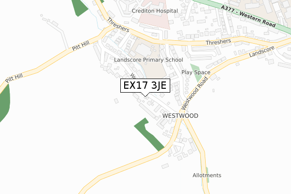 EX17 3JE map - large scale - OS Open Zoomstack (Ordnance Survey)